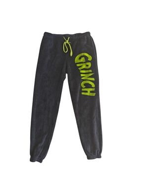 The Grinch Black Green Fleece Joggers Women's Size XS
